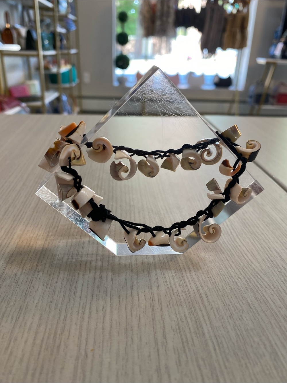 Handmade Shell Spiral Anklet or Bracelet in Cream and Brown